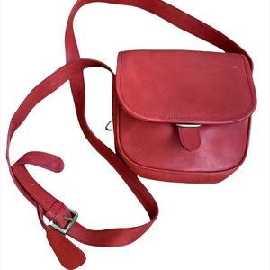 Vintage Calvin Klein red leather crossbody satchel bag